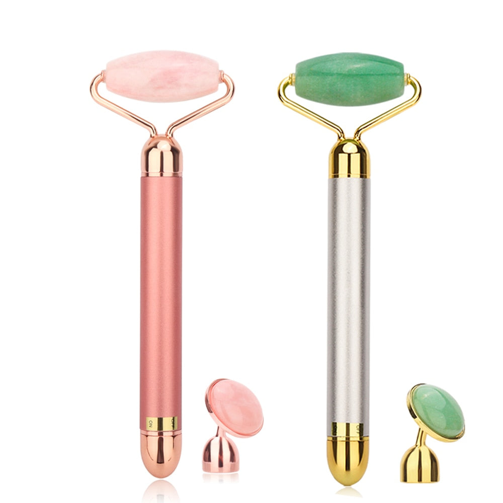 Rouleau de Jade Quartz Rose Vibrant — Massage & Lifting Visage