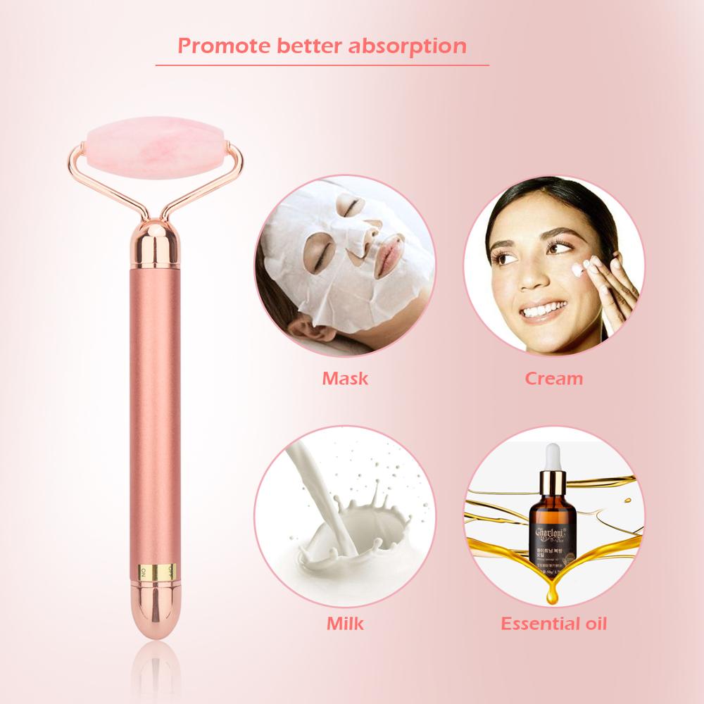 Rouleau de Jade Quartz Rose Vibrant — Massage & Lifting Visage