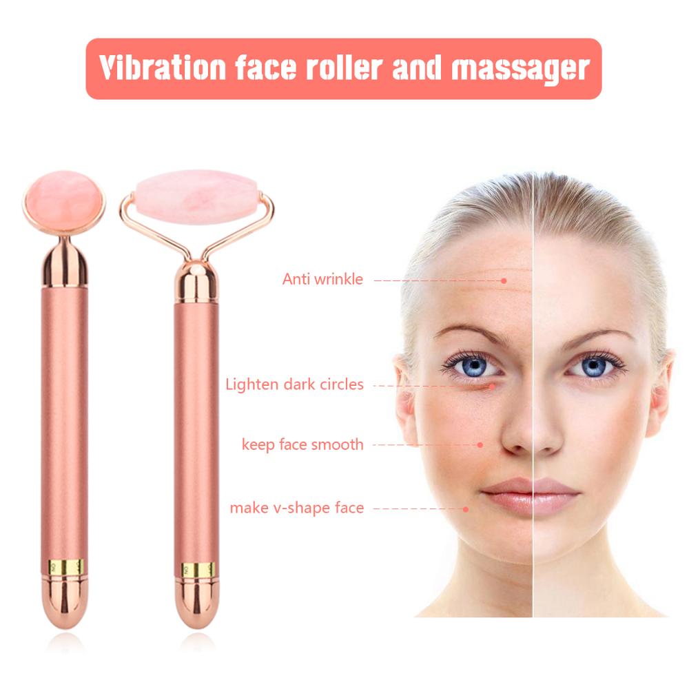 Rouleau de Jade Quartz Rose Vibrant — Massage & Lifting Visage
