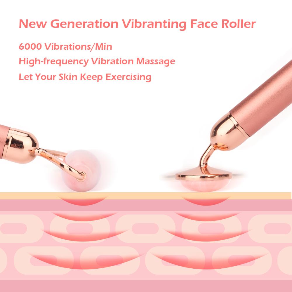 Rouleau de Jade Quartz Rose Vibrant — Massage & Lifting Visage