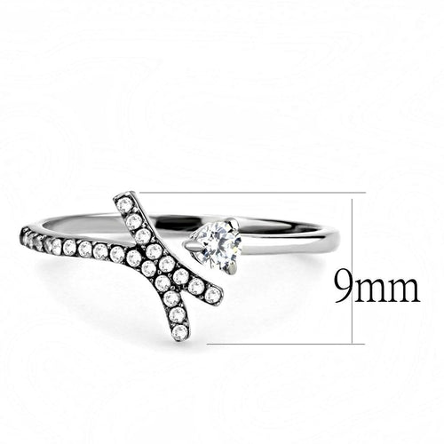 Bague Acier Inoxydable Polie, Pierre CZ Scintillante