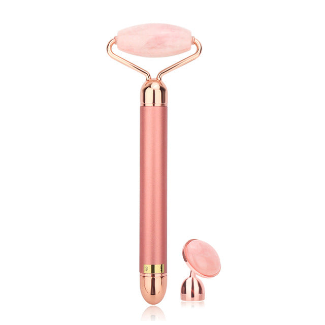 Rouleau de Jade Quartz Rose Vibrant — Massage & Lifting Visage