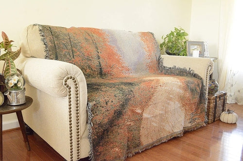 Autumn Authentic Tapestry Throw Blanket - Decorative Orange Fall