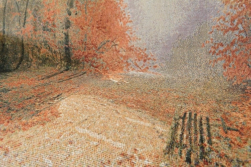 Autumn Authentic Tapestry Throw Blanket - Decorative Orange Fall